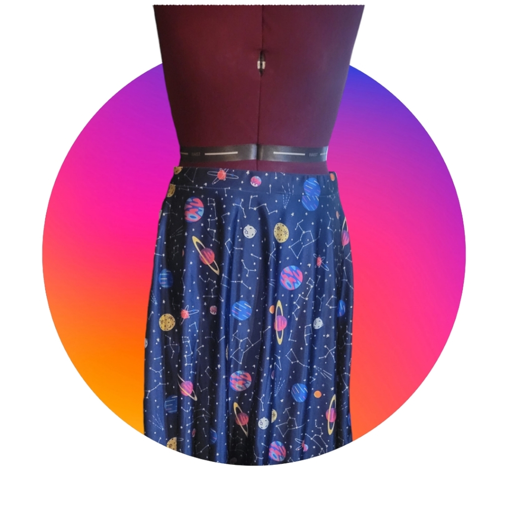 HDE, Galaxy, Outer space, swing skirt, XL, stars, planets